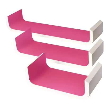 Set van 3 langwerpige wandplanken van BukkitBow, MDF, afmetingen 60/45/30cm, in diverse kleuren, geschikt als boekenplank of decoratie.