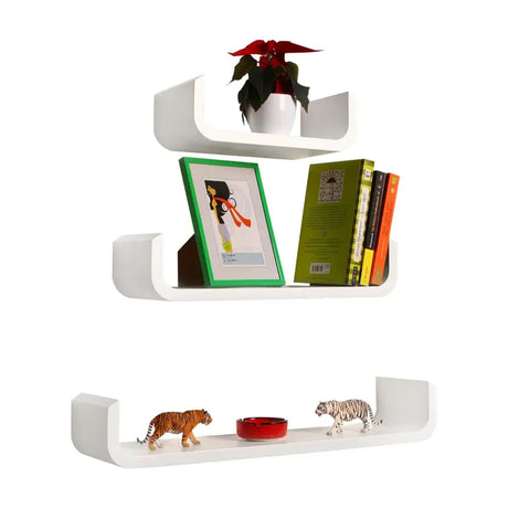 Set van 3 lange wandplanken van MDF in diverse kleuren, ideaal als boekenplank of decoratie, door BukkitBow.