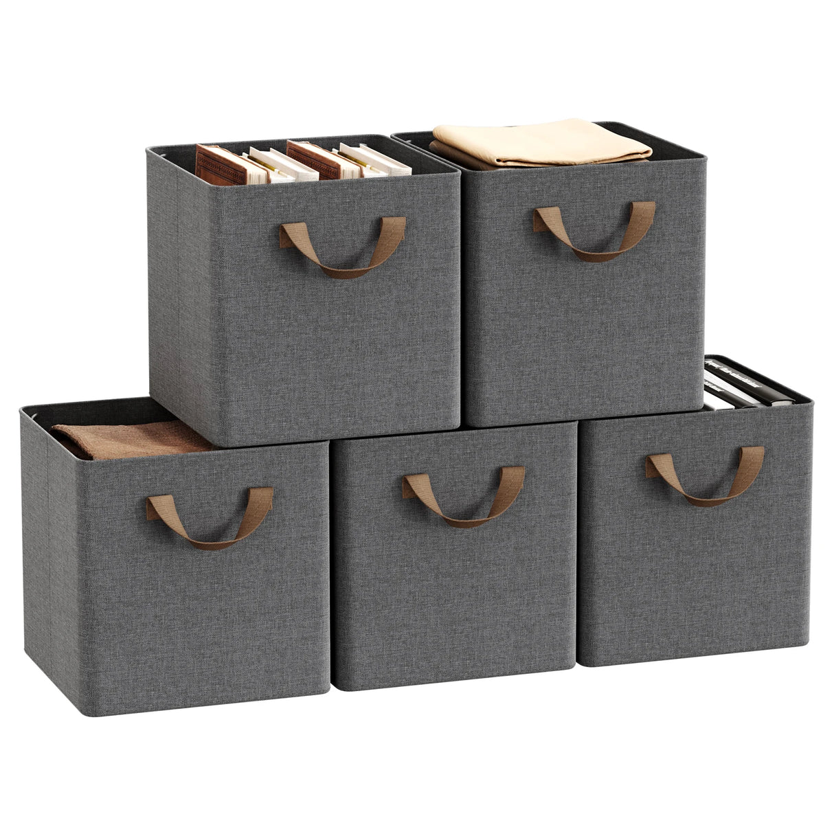 BukkitBow - Set van 3 of 5 Opvouwbare Opbergdozen - Stof - Kleding - Opbergen Speelgoed