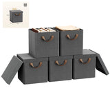 BukkitBow set van 3 of 5 opvouwbare stoffen opbergdozen met deksel, organiser voor huishoudelijk gebruik