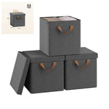 BukkitBow set van 3 of 5 opvouwbare stoffen opbergdozen met deksels, organizer voor thuis of kantoor, flexibel op te vouwen.