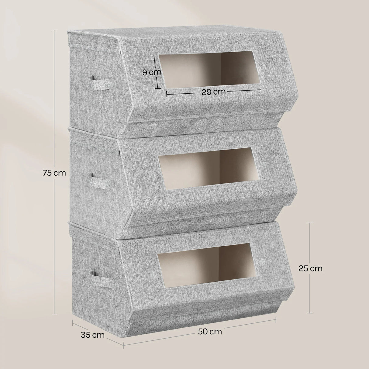 Set van 3 magnetische stoffen opbergdozen met kijkvenster van BukkitBow voor overzichtelijke opbergruimte en organisatie.