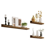 BukkitBow set van 3 wandplanken van MDF in vintage bruin hout, grote en kleine boekenplanken met maximale belasting van 5kg