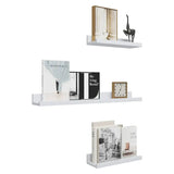 Set van 3 witte wandplanken van BukkitBow, MDF, met grote (60x10x5cm) en kleine (30x10x5cm) boekenplanken voor 5kg.