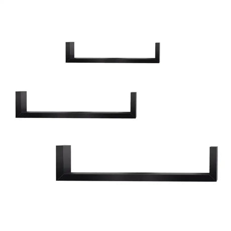 Set van 3 houten boekenplanken van BukkitBow in verschillende maten, ideaal voor wanddecoratie en opbergruimte.