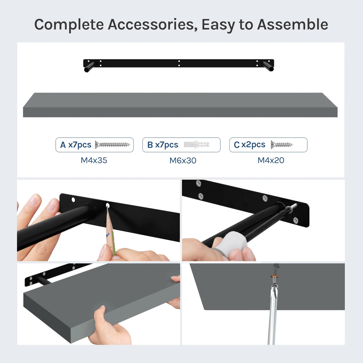 BukkitBow - Set van 3 Zwevende Wandplanken - Fotoplank - Wandrek - Muurdecoratie
