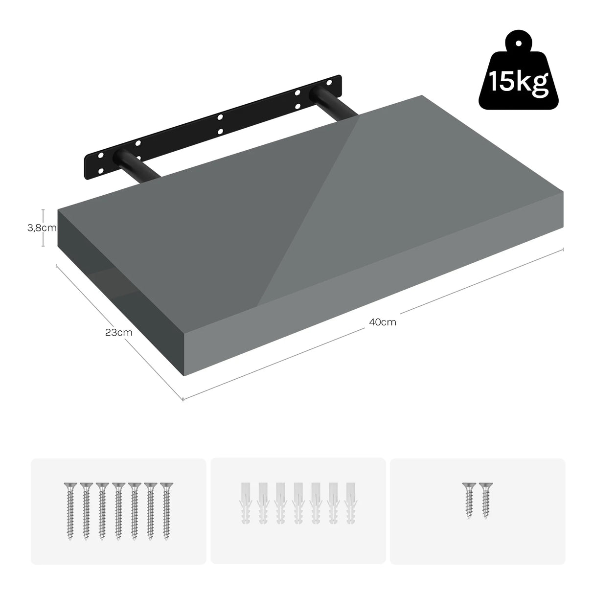 BukkitBow - Set van 3 Zwevende Wandplanken - Fotoplank - Wandrek - Muurdecoratie