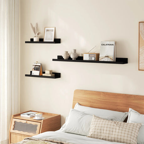 Set van 3 zwevende houten wandplanken van BukkitBow, ideale boekenplanken en fotoplanken voor aan de muur