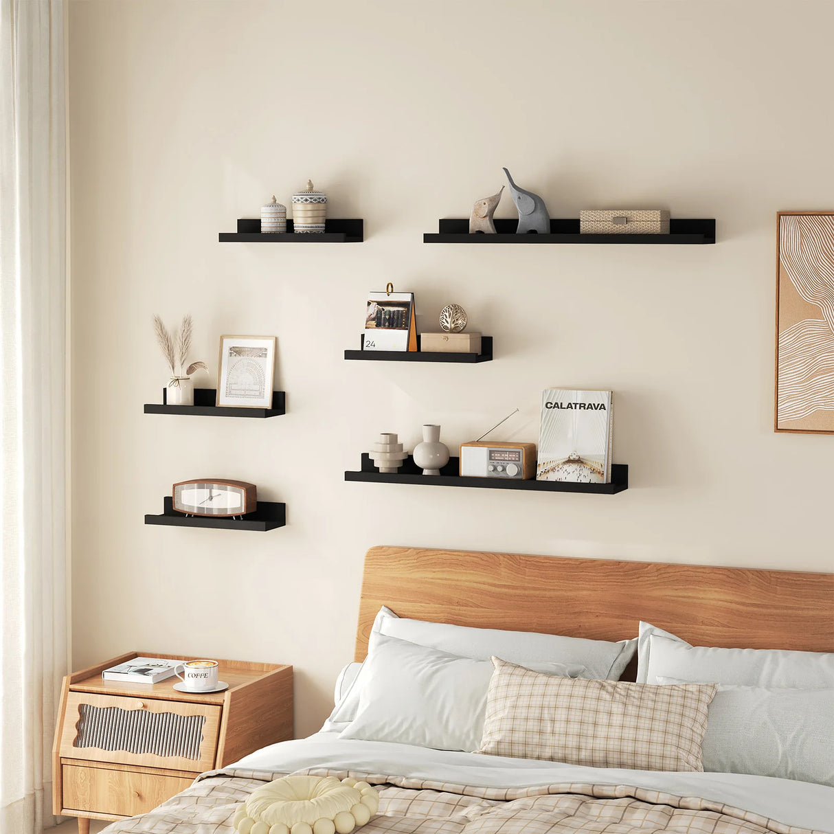 Set van 3 BukkitBow zwevende houten wandplanken voor fotolijsten en decoratie, mooie boerderijstijl wandrekken voor in huis
