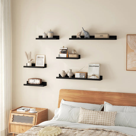 Set van 3 zwevende houten wandplanken van BukkitBow, ideaal als boekenplank of fotoplank voor in de woonkamer