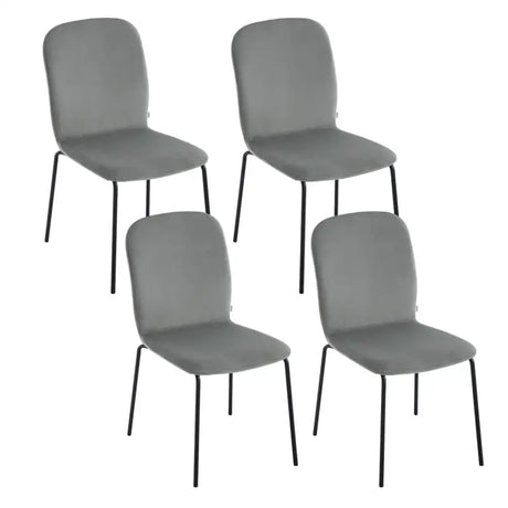 Set van 4 BukkitBow eetkamerstoelen met fluwelen zitting en metalen frame, stapelbare stoelen voor eetkamer of woonkamer.