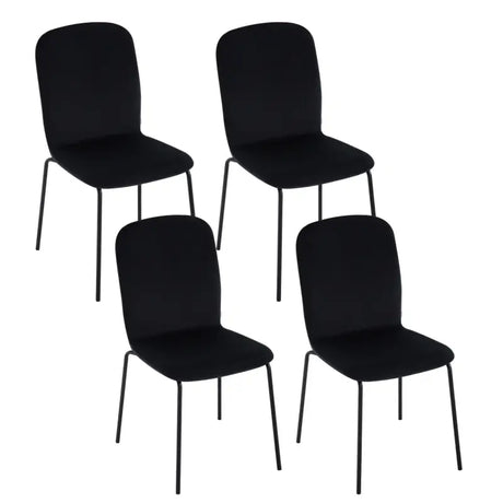 Set van 4 BukkitBow eetkamerstoelen met fluweel en metalen poten, stapelbare stoelen voor een stijlvolle eethoek.