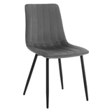 Set van 4 BukkitBow eetkamerstoelen met fluweel of leer, metalen poten en ergonomisch Scandinavisch design.