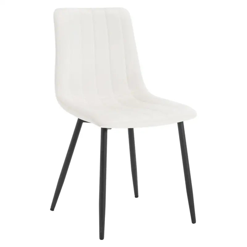Set van 4 BukkitBow eetkamerstoelen met fluweel of leder, metalen poten en ergonomisch Scandinavisch design, comfortabel en stijlvol.