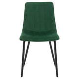 Set van 4 BukkitBow eetkamerstoelen met fluweel of leer, metalen poten en ergonomisch Scandinavisch ontwerp.