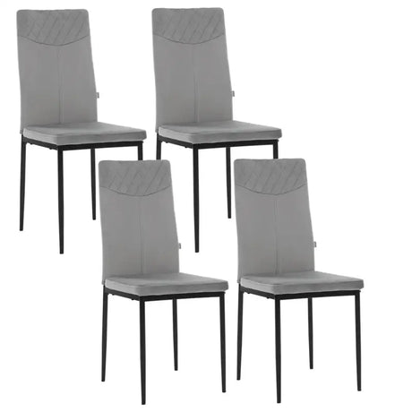 Set van 4 BukkitBow eetkamerstoelen met kunstleer of fluweel, metalen poten, ergonomisch en duurzaam, 40x98x52 cm.
