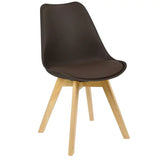 Set van 4 BukkitBow eetkamerstoelen met beukenhouten poten, PU zitting, stabiel en comfortabel, zithoogte 42 cm.