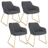 Set van 4 BukkitBow eetkamerstoelen van fluweel met gouden metalen onderstel, comfortabele zithoogte van 48,5 cm.