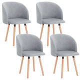 Set van 4 BukkitBow fluwelen eetkamerstoelen met massief houten frame, ergonomisch en stijlvol, zithoogte 47 cm.