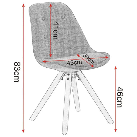Set van 4 linnen eetkamerstoelen van BukkitBow met massief houten poten, ergonomisch ontwerp en zithoogte van 46 cm.