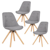 Set van 4 linnen eetkamerstoelen van BukkitBow met massief houten poten, ergonomisch ontwerp, multifunctioneel en zithoogte 46 cm.