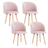 Set van 4 BukkitBow eetkamerstoelen met fluwelen zitting, massief houten frame, ergonomisch ontwerp en zithoogte 47 cm.