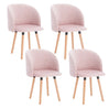 Set van 4 BukkitBow eetkamerstoelen met fluwelen zitting, massief houten frame en ergonomisch ontwerp, zithoogte 47 cm.