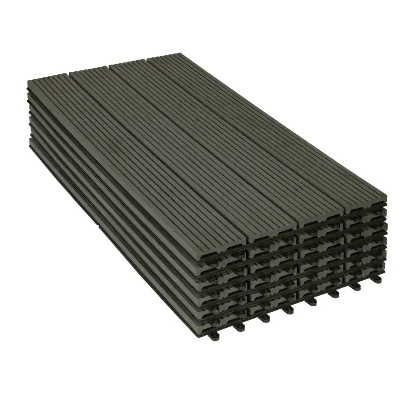 BukkitBow WPC terrasplanken set met 6 tegels van 30x60cm, plug-in systeem voor duurzame terrasvloer.