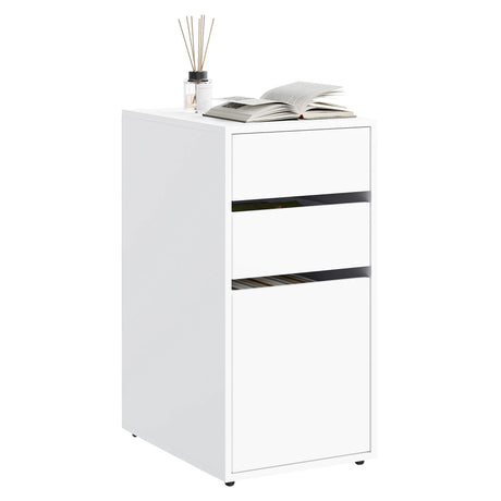 Smal BukkitBow nachtkastje met 3 laden, modern en ruimtebesparend, zwart houten design voor slaapkamer.