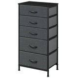 BukkitBow smalle ladekast met 5 stoffen lades, vrijstaand metalen frame, geschikt voor slaapkamer of woonkamer.