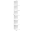 Witte staande boekenkast BukkitBow met 7 niveaus, vrijstaand, hoogte 190 cm, modern design voor boeken en decoratie