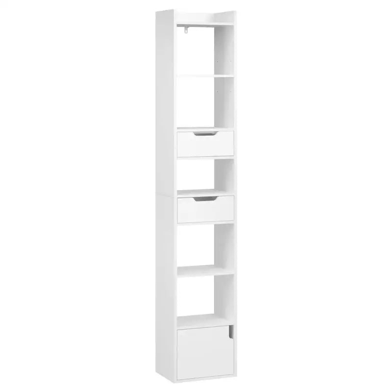 BukkitBow staande boekenkast van eikenhout met melamine fineer, ruime opbergkast met deuren en laden, modern en functioneel design