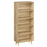 BukkitBow staande boekenkast met 5 compartimenten, houten poten, afmetingen 60x24x144cm, modern en functioneel design