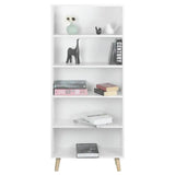 BukkitBow staande boekenkast met 5 open compartimenten, houten poten, afmetingen 60x24x144 cm, modern houten design