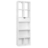 Witte BukkitBow staande boekenkast met lade, 50x24x168cm, organizer voor woonkamer en slaapkamer, modern en functioneel meubel.