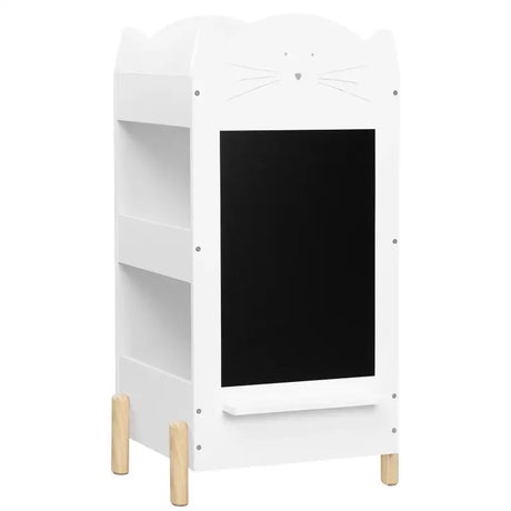 BukkitBow kinder boekenkast staand met dubbele zijde opslag, krijtbord, krijtplank en bovenruimte, afmetingen 45x36x85cm