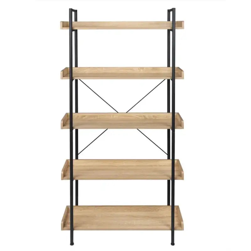 BukkitBow staande boekenkast met 5 water- en krasbestendige planken, gemakkelijk te monteren, geschikt voor alle ruimtes, afmetingen 91x25,5x173cm.