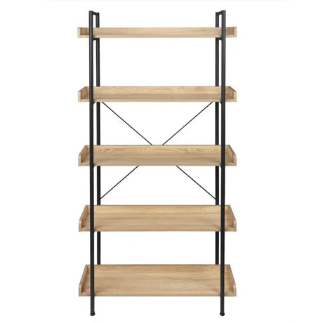 BukkitBow staande boekenkast met 5 water- en krasbestendige planken, gemakkelijk te monteren, geschikt voor alle ruimtes, afmetingen 91x25,5x173cm.