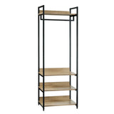 BukkitBow staande kapstok met rek en planken, grote opslagruimte, 56x36x170 cm, handig en veelzijdig voor entree of hal.