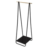 BukkitBow staande kapstok met kledingplank, modern en ruimtebesparend, eenvoudig te monteren, 54x40x141 cm, zwart en houtlook.
