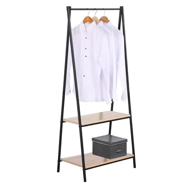 BukkitBow staande kapstok met opbergplanken, schoenenrek en zware kledingrail, eenvoudig te monteren, afmetingen 151x60x40 cm