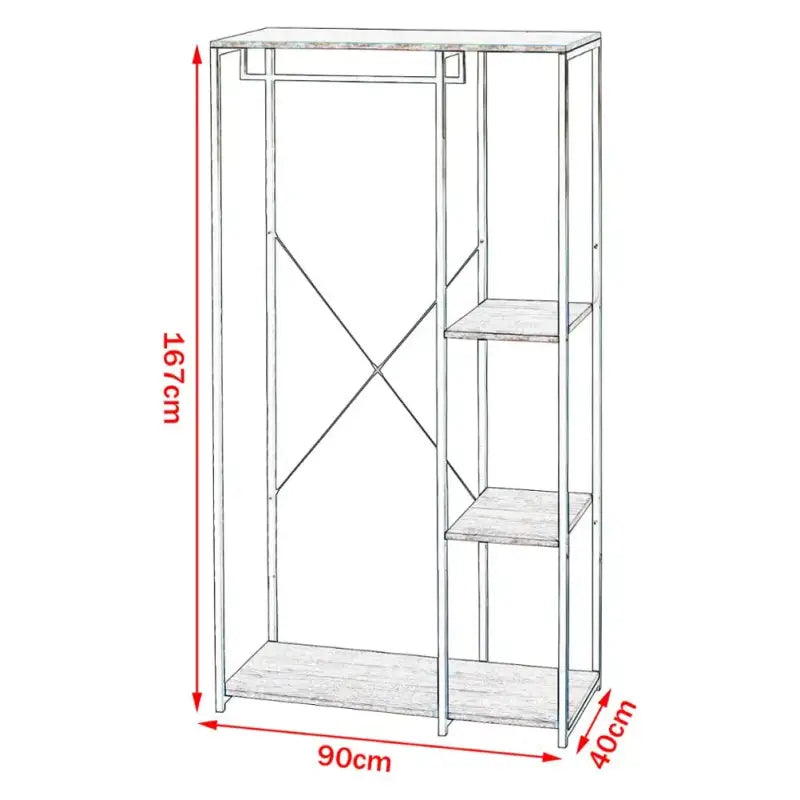 BukkitBow staande kapstok met planken, ophanghaken voor jassen en schoenenplank, modern houten design