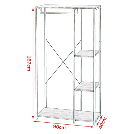 BukkitBow staande kapstok met planken, ophanghaken voor jassen en schoenenplank, modern houten design