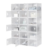 Witte BukkitBow stapelbare schoenendozen met transparante vakken en deurtjes, ideaal als sneaker organizer, set van 8/12/18.