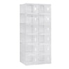 Witte BukkitBow stapelbare schoenendozen met transparante vakken en deurtjes, ideaal als sneaker organizer, set van 8/12/18.