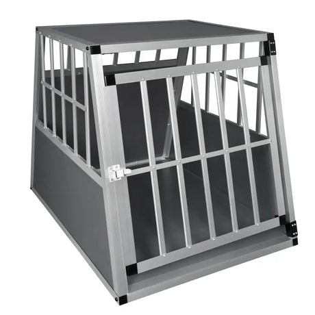 Hondenkooi van BukkitBow, trapeziumvormig, volledig doorkijkend met ventilatie, aluminium en MDF, 71x85x65cm, hondentransportbox