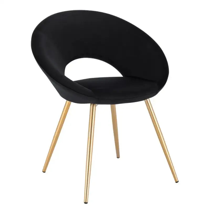 BukkitBow eetkamerstoel van zacht fluweel met ergonomisch ontwerp en zithoogte van 47 cm, geschikt voor diverse interieurstijlen.
