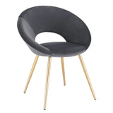 Stijlvolle BukkitBow eetkamerstoel met comfortabel fluwelen bekleding en ergonomisch ontwerp, zithoogte 47 cm voor veelzijdig gebruik.