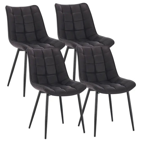 BukkitBow eetkamerstoel met kunstleren bekleding en metalen poten, 85,5x46,5x40,5cm, max 100kg draagvermogen.