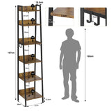 BukkitBow ladderplank/kast in hout, 41x187x36 cm, met extra opberghaken en stabiel ontwerp voor boeken en accessoires.